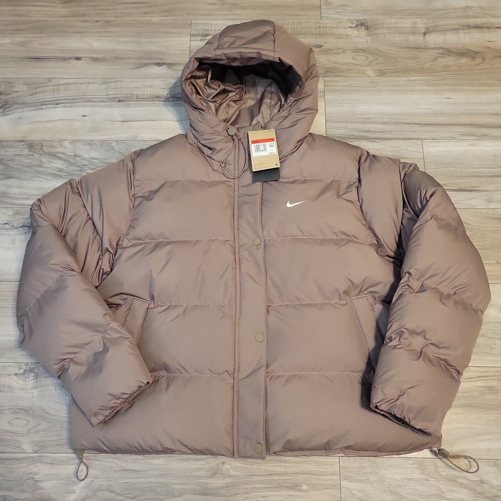 Nike Sportswear Therma-FIT Puffer Jacket Womens Large Brown Water Repel NEW $200